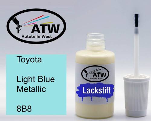 Toyota, Light Blue Metallic, 8B8: 20ml Lackstift, von ATW Autoteile West.